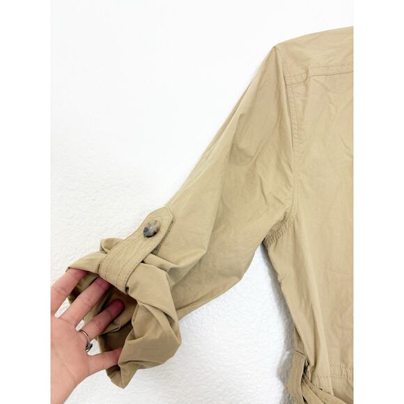 Banana Republic Poplin Jumpsuit Size Small Utility Tan Flightsuit Oversized Chic - Picture 9 of 14